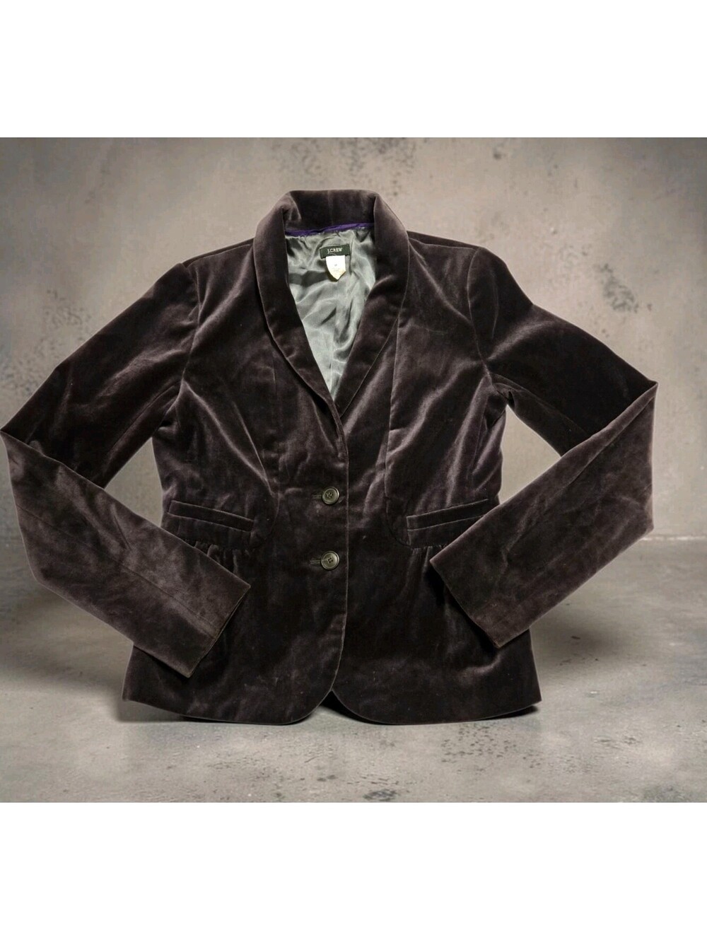J.Crew Women’s 6T Velvet Eden Blazer Jacket Shawl Collar 2-Button Black Tall 6